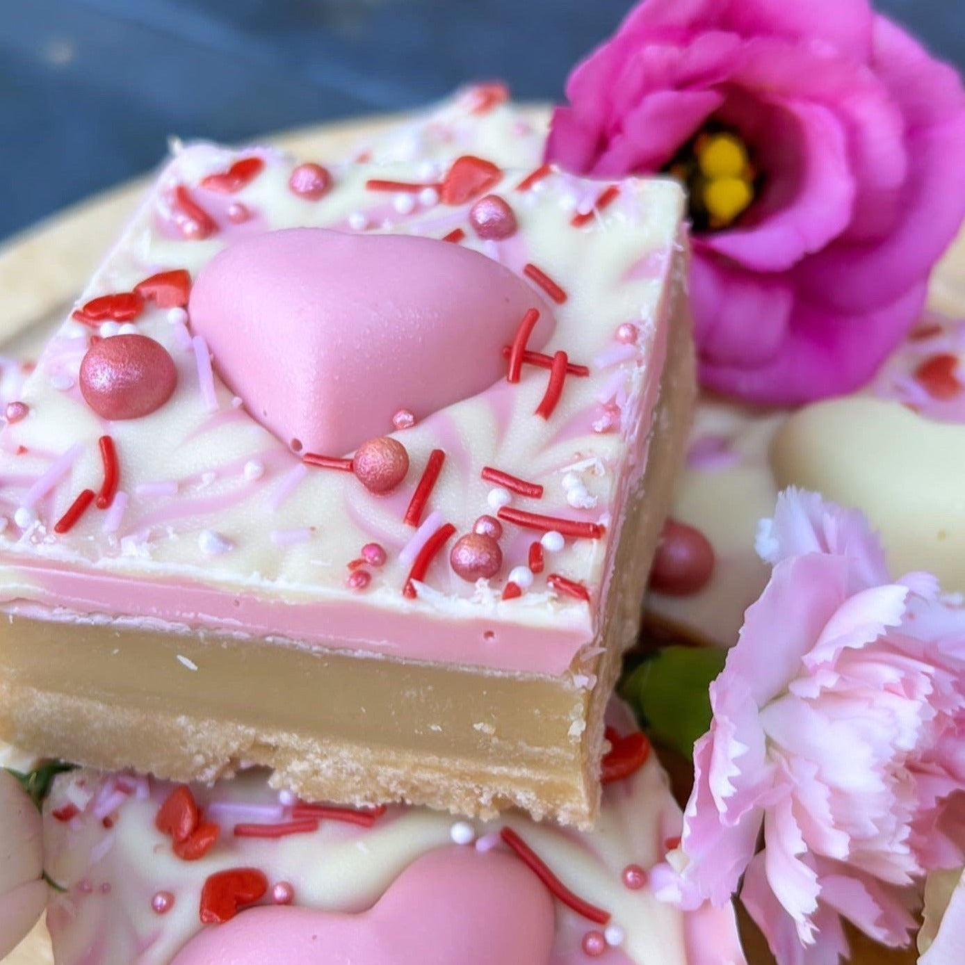 Valentine’s White Chocolate Millionaires Shortbread