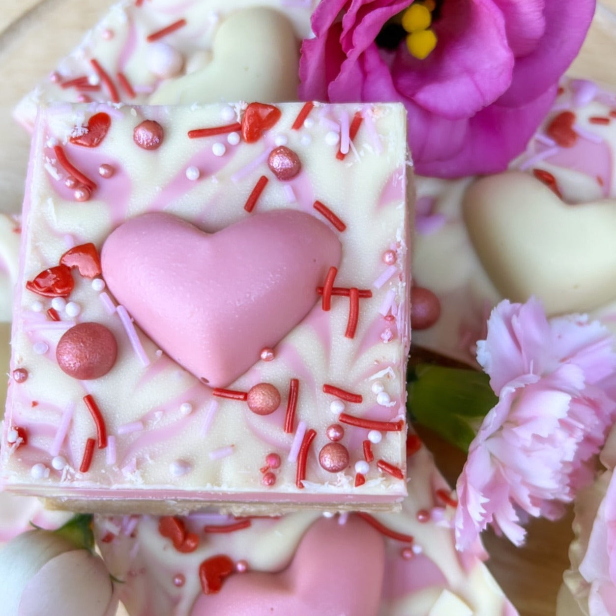 Valentine’s White Chocolate Millionaires Shortbread