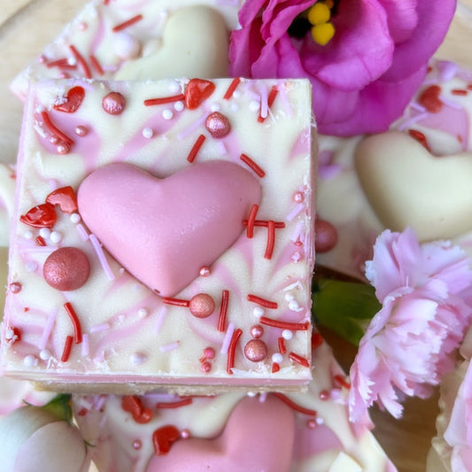 Valentine’s White Chocolate Millionaires Shortbread