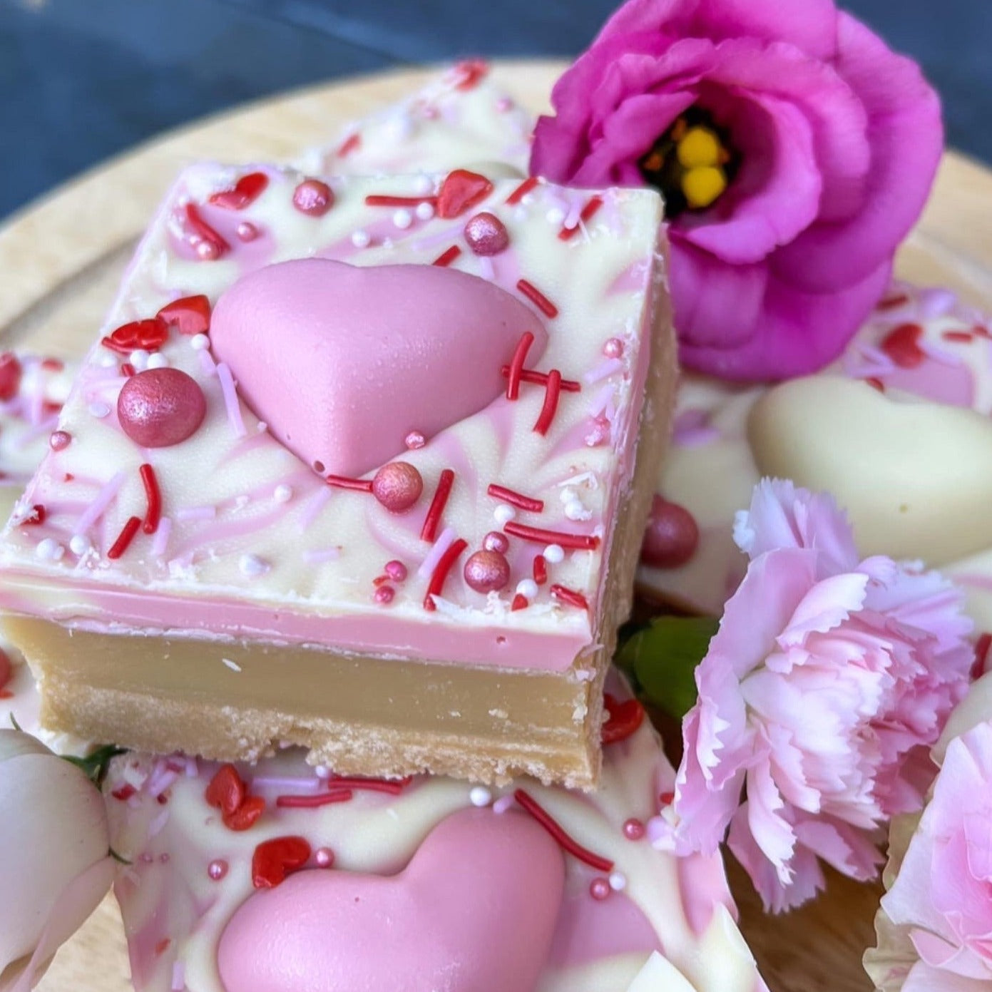 Valentine’s White Chocolate Millionaires Shortbread