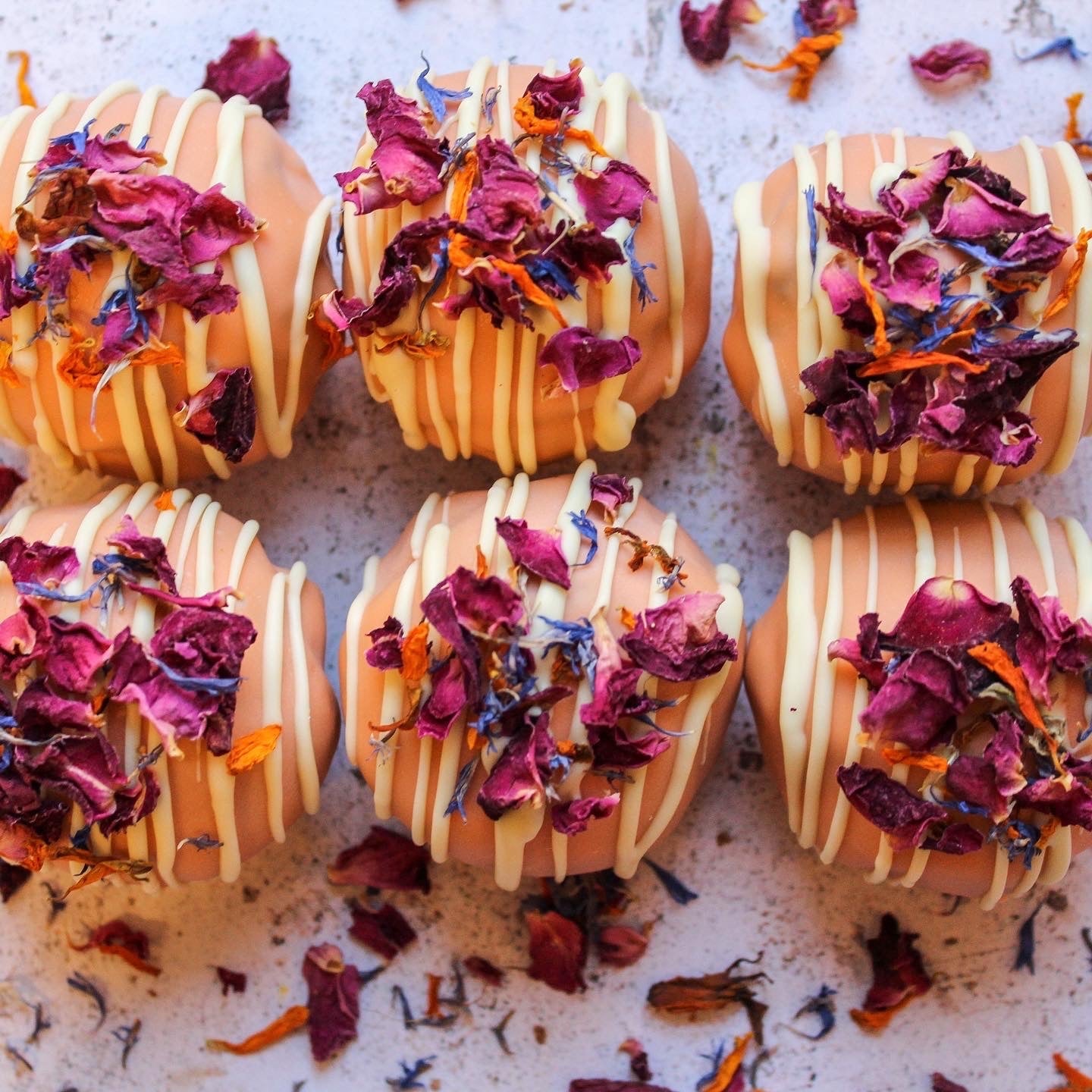 Peach Floral Brownie Bites